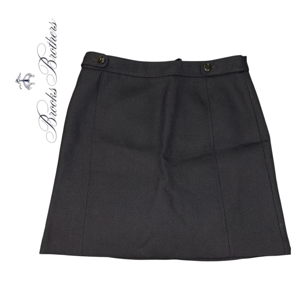 Brooks Brothers Women’s‎ Black Wool Blend Button Tab Skirt - Size 12
